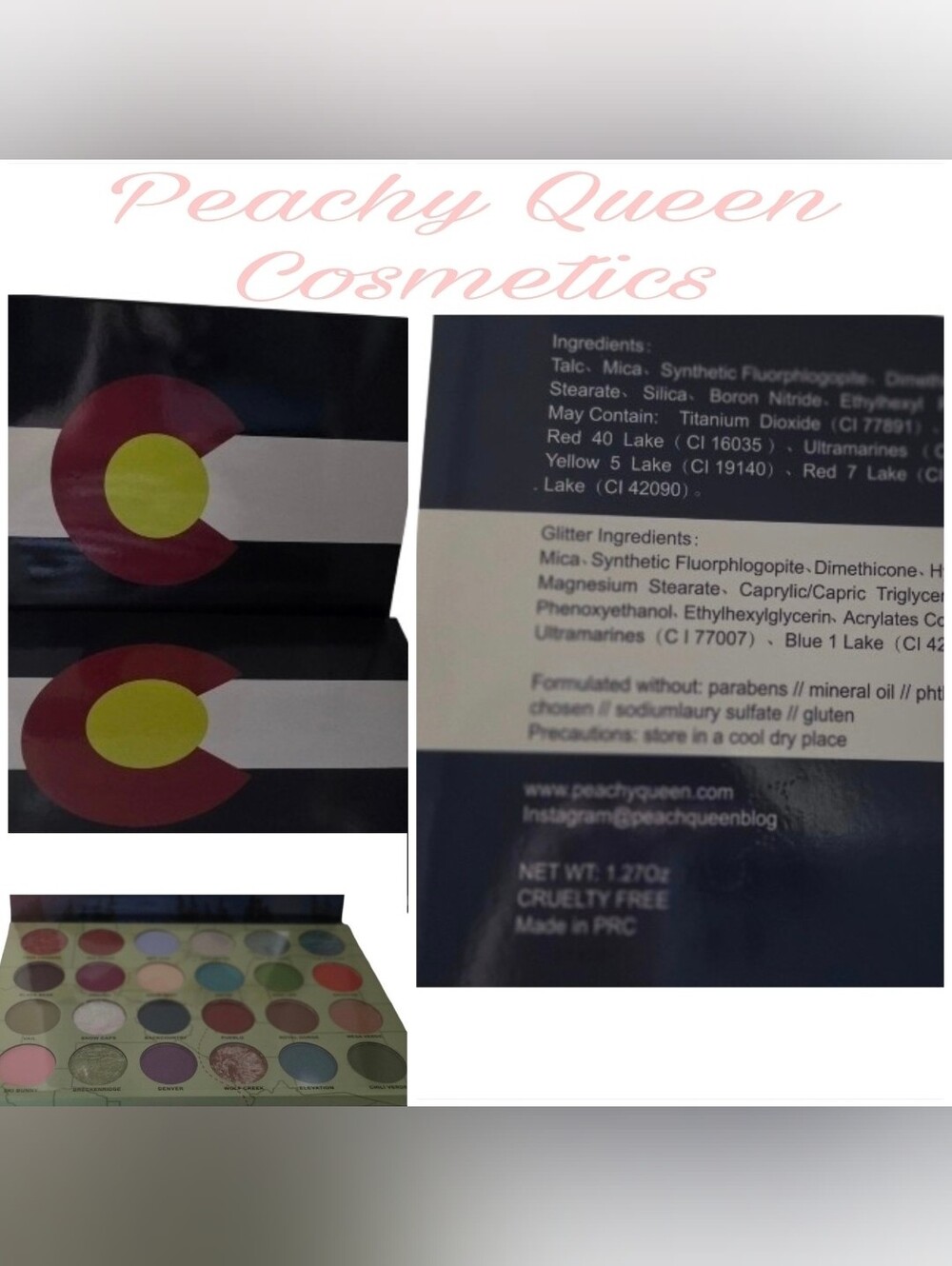 Peachy Queen Cosmetics Colorado Mile High Eyeshadow Palette Indie Eye Makeup